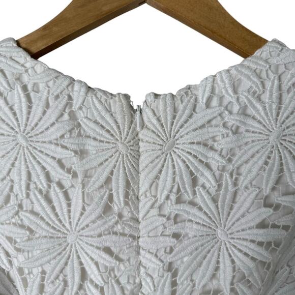 Shoshanna Floral Lace‎ Sheath Cocktail Dress Short Sleeves Black and White, Sz 6 - Picture 7 of 10